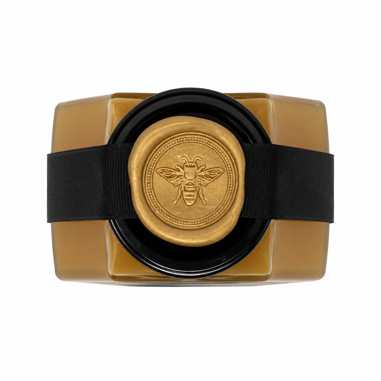 Golden bee wax seal, from above