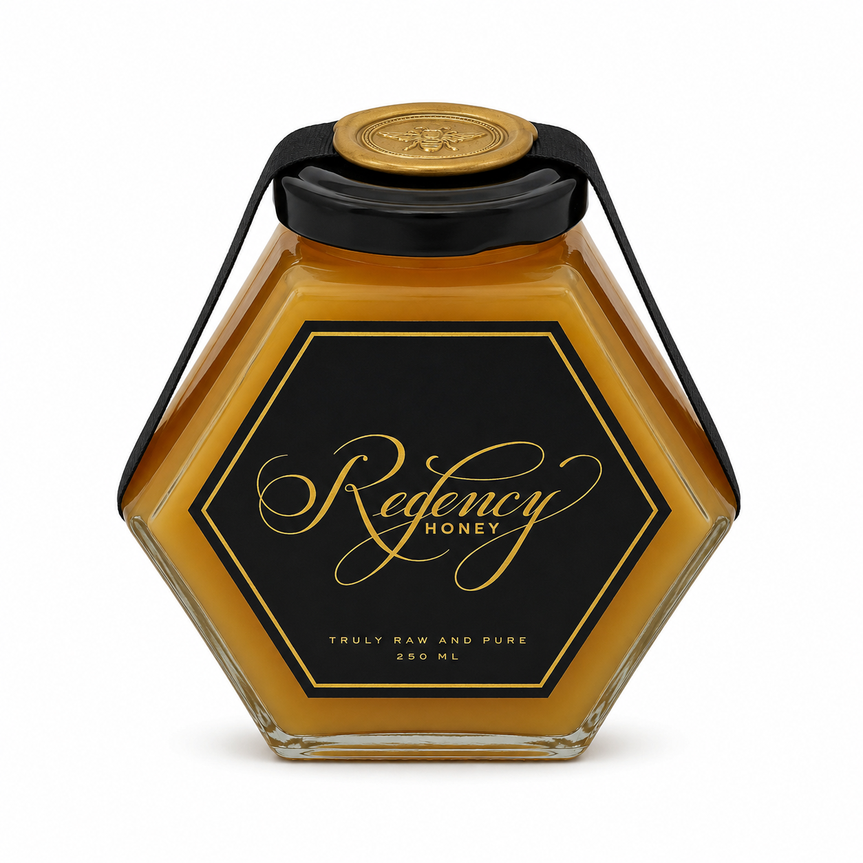 Regency Honey 250 ml jar with gold bee wax seal